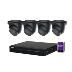 Dahua HDW3541TM-4104HS-P-4KS2 PoE 5MP AI Kit Zwart